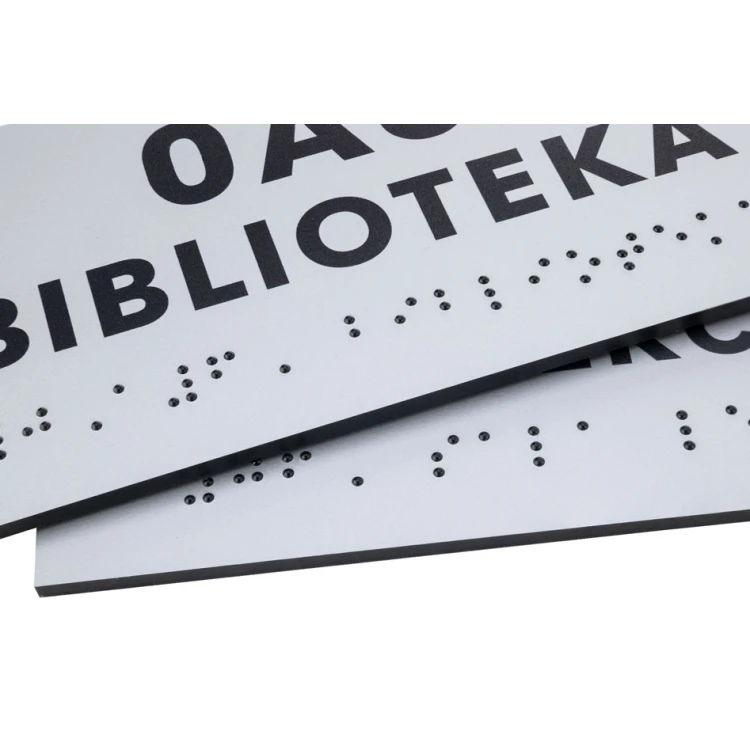 Braille-Schrifttafel - silberner Gravierlaminat 3mm - Abm. 160x75mm - TAB434