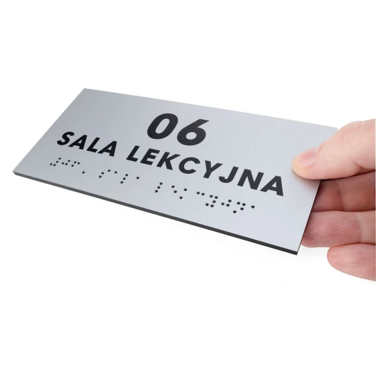 Braille-Schrifttafel - silberner Gravierlaminat 3mm - Abm. 160x75mm - TAB434