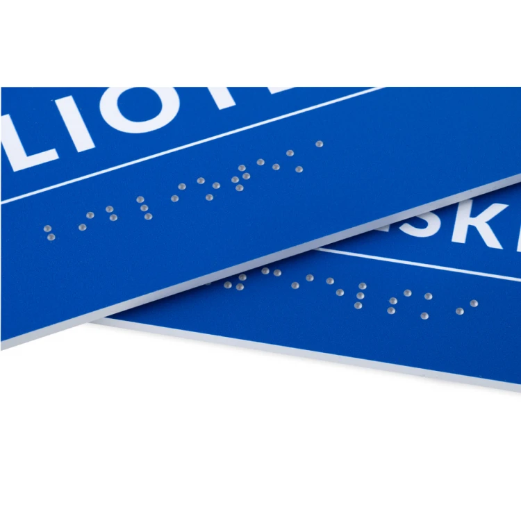 Tafel mit Braille-Schrift - Abm. 200x80mm - Hartes PVC - DECO BLUE - TAB459