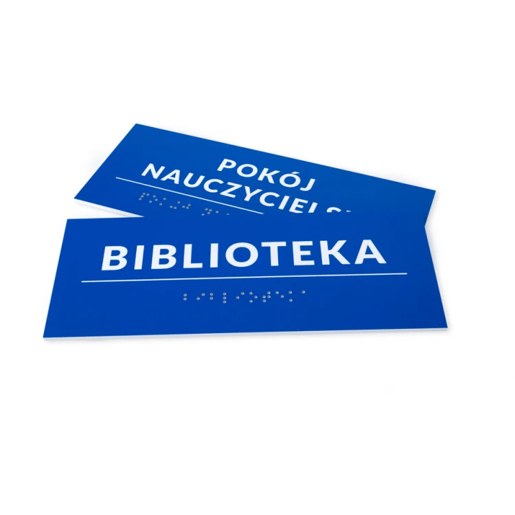 Tafel mit Braille-Schrift - Abm. 200x80mm - Hartes PVC - DECO BLUE - TAB459