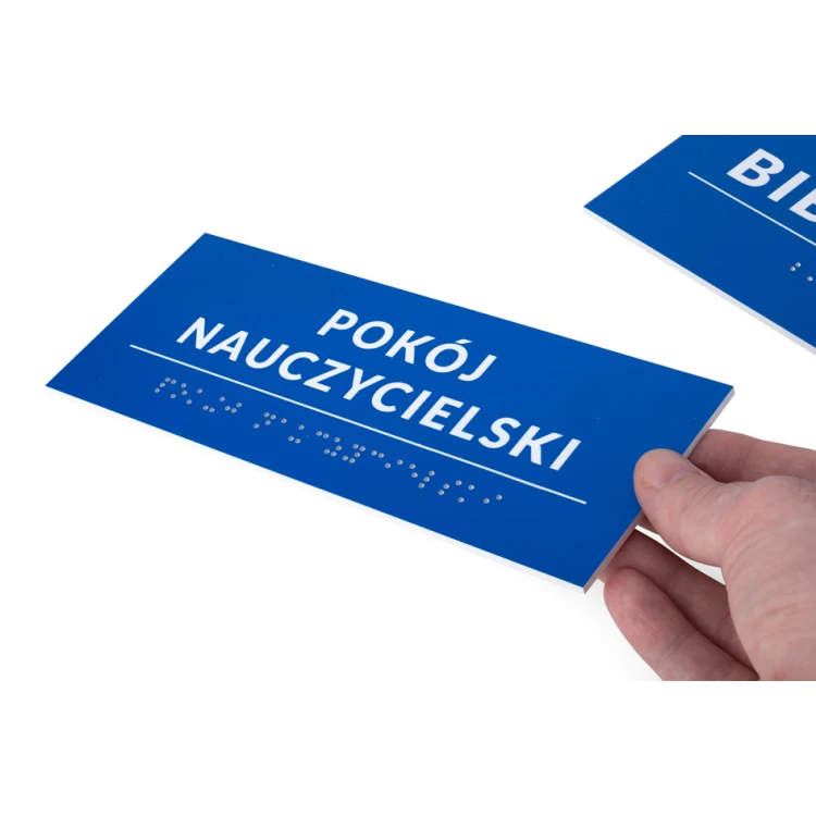 Tafel mit Braille-Schrift - Abm. 200x80mm - Hartes PVC - DECO BLUE - TAB459