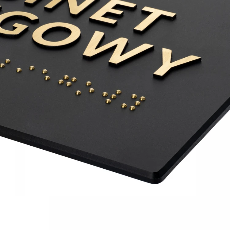 Tafel mit Braille-Schrift - mattes schwarzes Acryl und Gravierlaminat - Abmessungen 160x93mm - TAB491