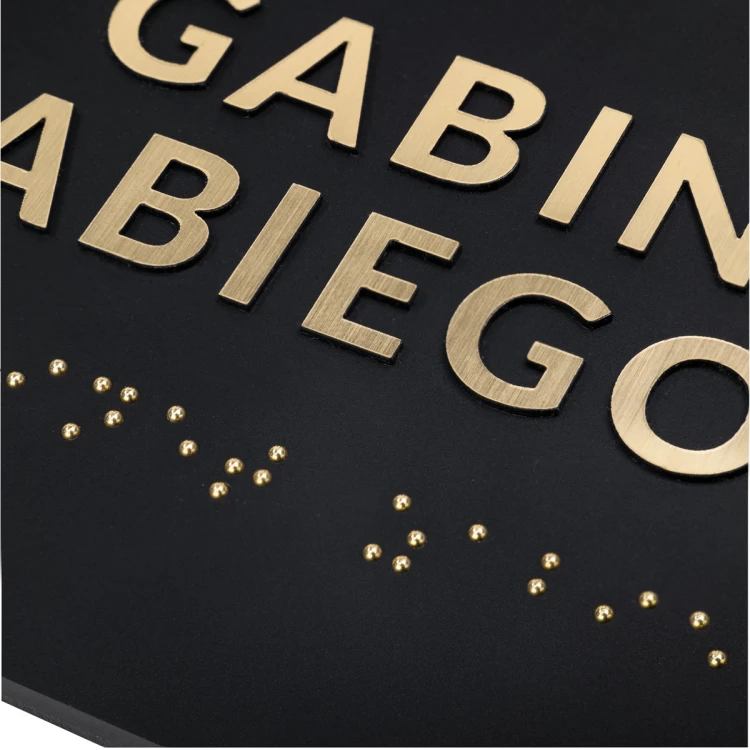 Tafel mit Braille-Schrift - mattes schwarzes Acryl und Gravierlaminat - Abmessungen 160x93mm - TAB491