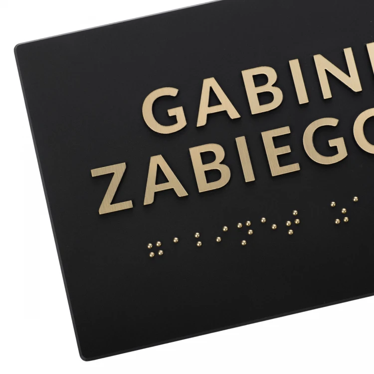 Tafel mit Braille-Schrift - mattes schwarzes Acryl und Gravierlaminat - Abmessungen 160x93mm - TAB491