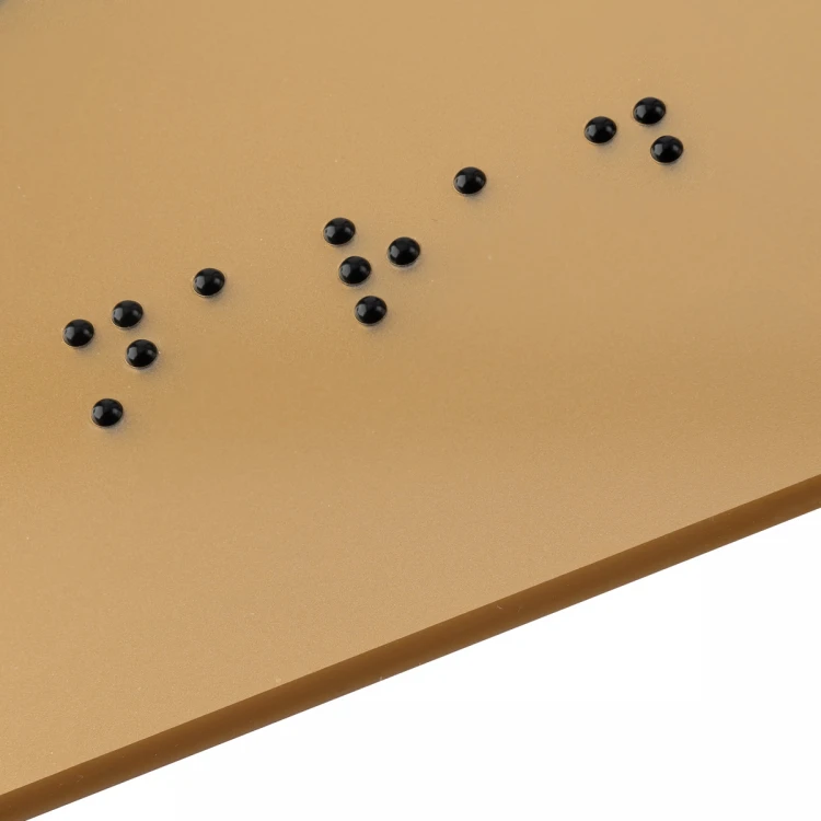 Tafel mit Braille-Schrift - Goldakryl - Abmessungen 200x100mm - TAB493