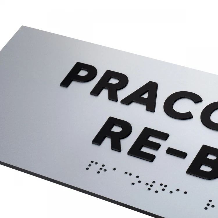 Tafel mit erhabenen Buchstaben und Braille-Schrift - Silberlaminat - Abm. 295x100mm - TAB498