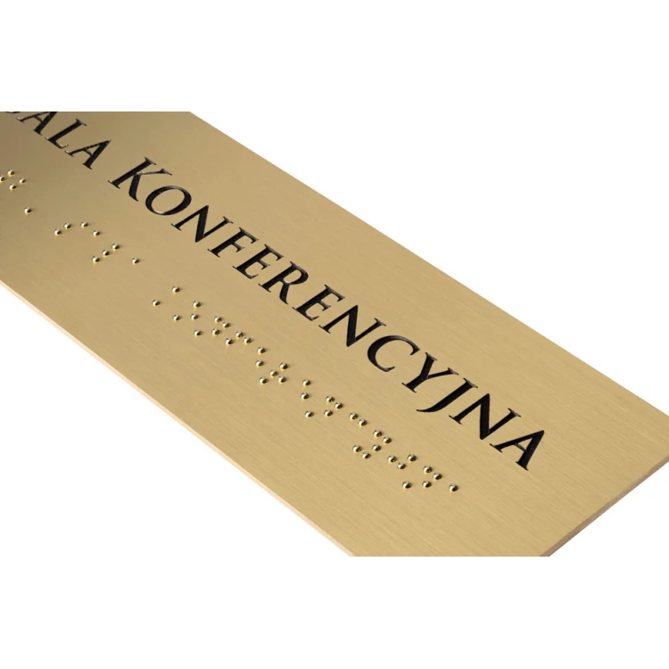 Tafel mit Braille-Schrift - Messing 1,6mm - Abm. 200x60mm - TAB394