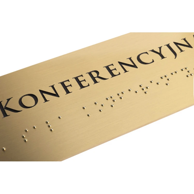 Tafel mit Braille-Schrift - Messing 1,6mm - Abm. 200x60mm - TAB394