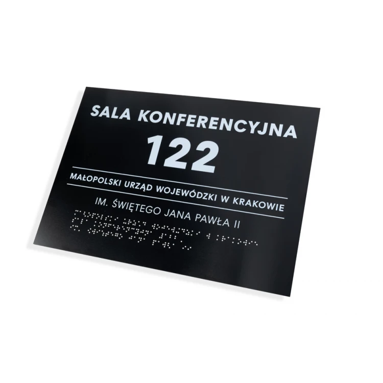Tafel mit beliebigem Text und Braille-Schrift - Abm. 350x250mm - Hartes PVC - TAB449