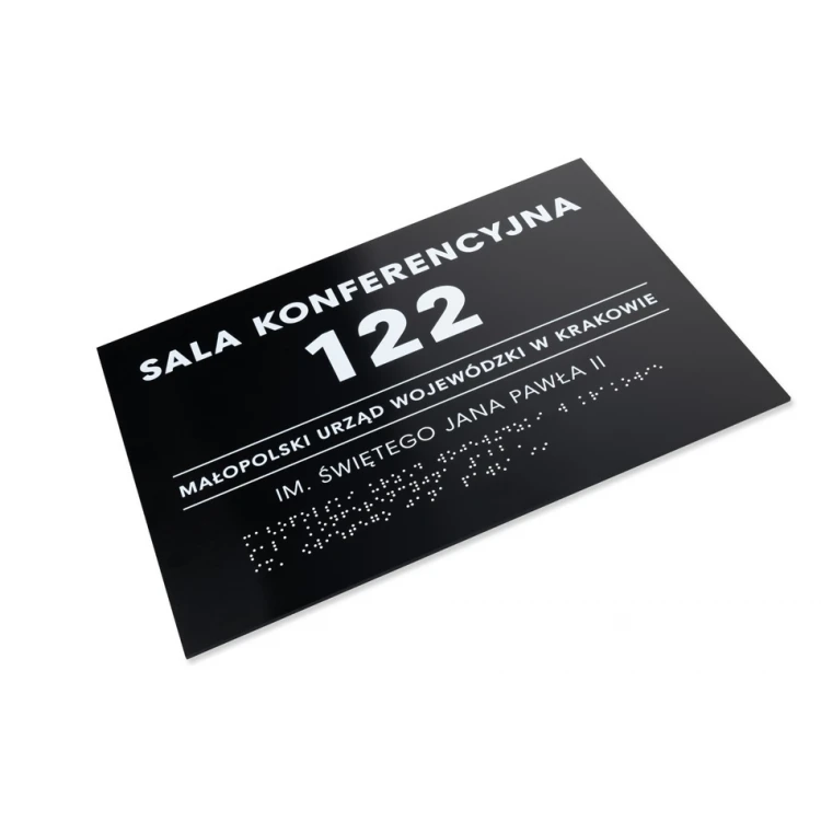 Tafel mit beliebigem Text und Braille-Schrift - Abm. 350x250mm - Hartes PVC - TAB449