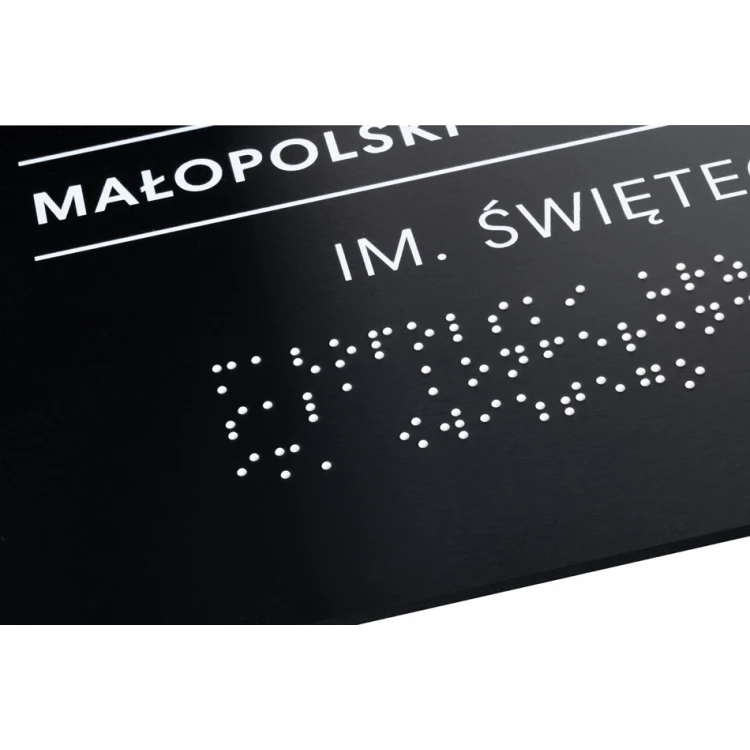 Tafel mit beliebigem Text und Braille-Schrift - Abm. 350x250mm - Hartes PVC - TAB449