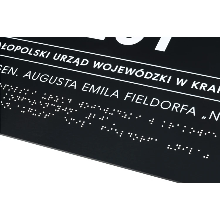 Tafel mit beliebigem Text und Braille-Schrift - Abm. 350x250mm - Hartes PVC - TAB450