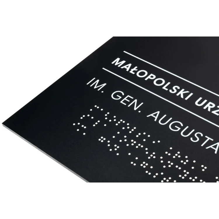 Tafel mit beliebigem Text und Braille-Schrift - Abm. 350x250mm - Hartes PVC - TAB450