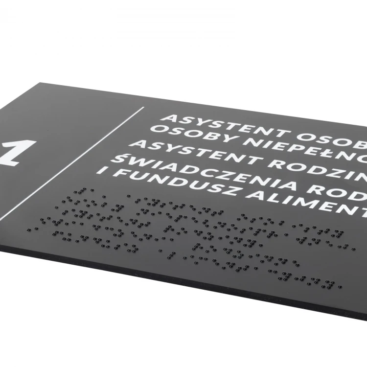 Plakette mit beliebigem Text und Braille-Schrift - Abm. 295x170mm - Hartes PVC - TAB529