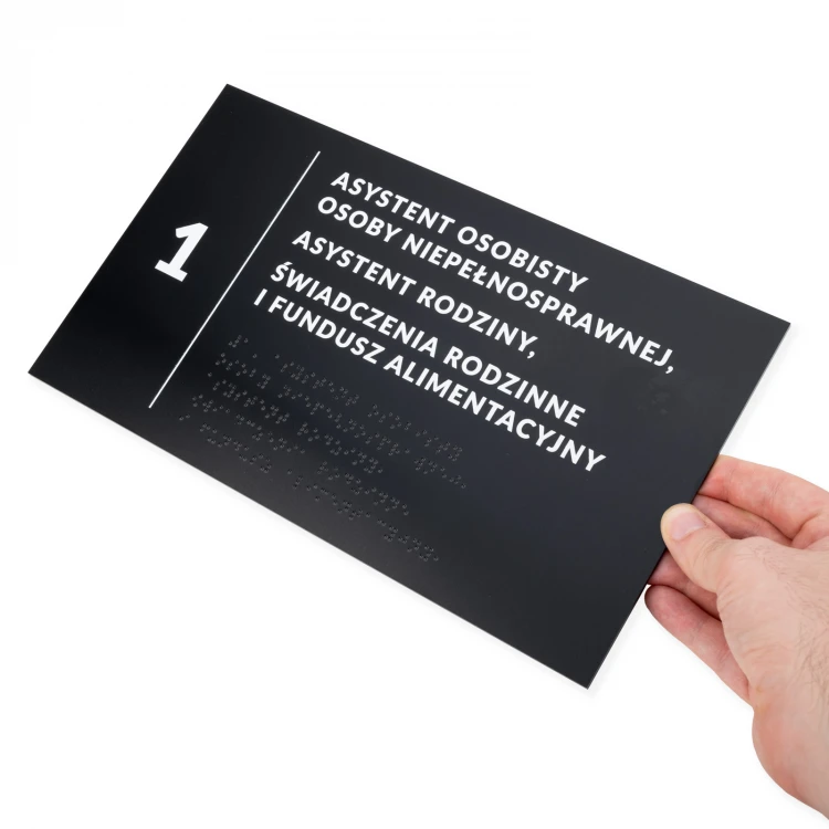 Plakette mit beliebigem Text und Braille-Schrift - Abm. 295x170mm - Hartes PVC - TAB529