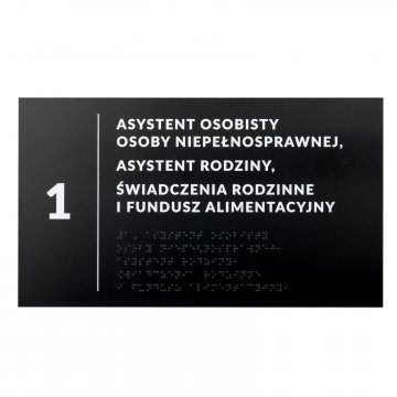 Plakette mit beliebigem Text und Braille-Schrift - Abm. 295x170mm - Hartes PVC - TAB529