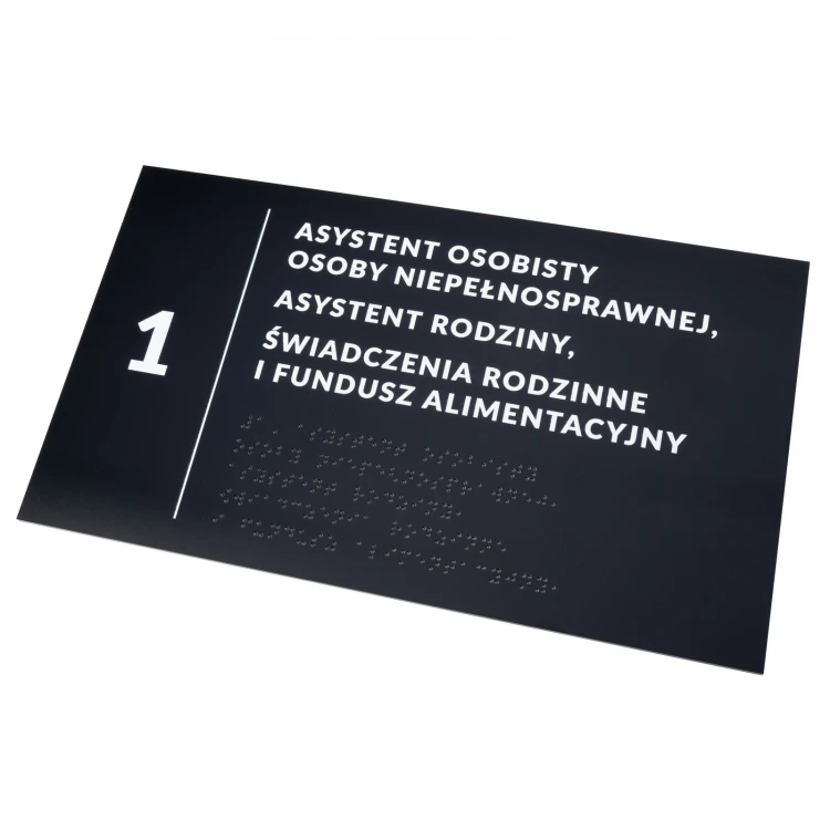 Plakette mit beliebigem Text und Braille-Schrift - Abm. 295x170mm - Hartes PVC - TAB529