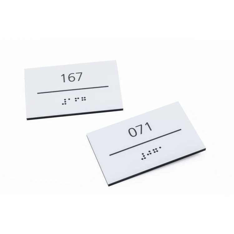 Laminatplatte in Weiß mit beliebiger Nummerierung in Braille-Schrift - Größe 80x50mm - TAB431