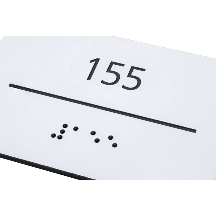 Laminatplatte in Weiß mit beliebiger Nummerierung in Braille-Schrift - Größe 80x50mm - TAB431