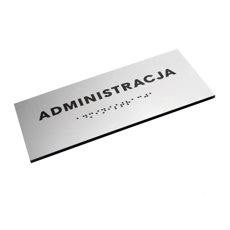 Verwaltung - Schild aus silbernem Laminat mit Brailleschrift - Größe 160x75mm - TAB276