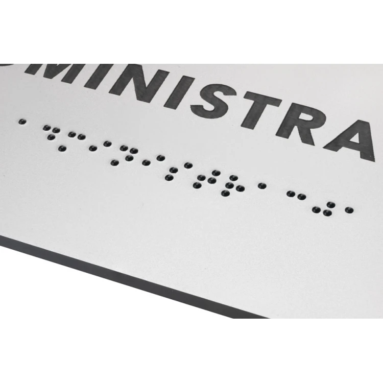 Verwaltung - Schild aus silbernem Laminat mit Brailleschrift - Größe 160x75mm - TAB276