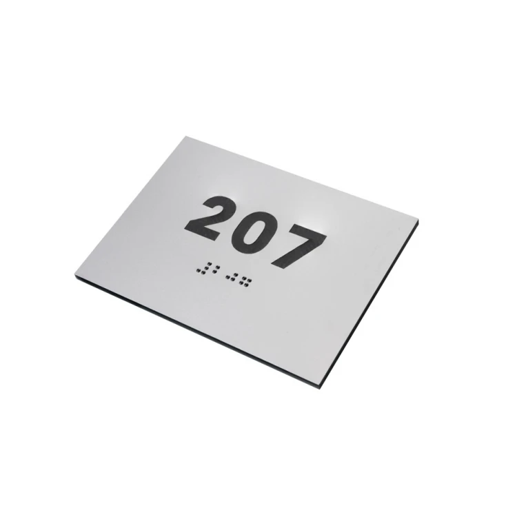 Laminatplatte in Silber mit beliebiger Nummerierung in Braille-Schrift - Größe 100x70mm - TAB277
