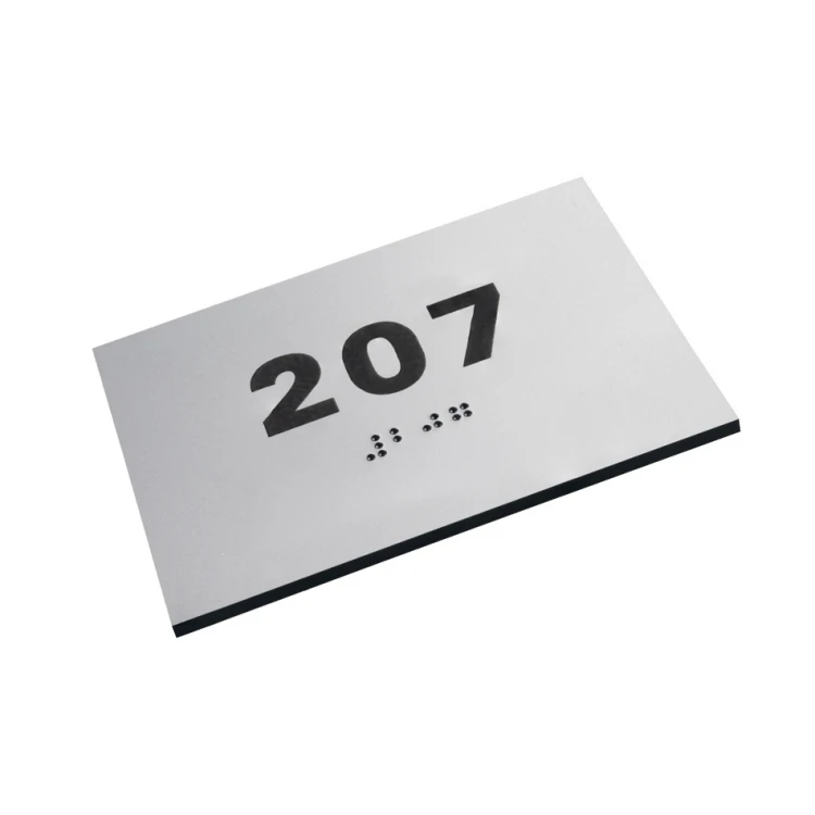 Laminatplatte in Silber mit beliebiger Nummerierung in Braille-Schrift - Größe 100x70mm - TAB277