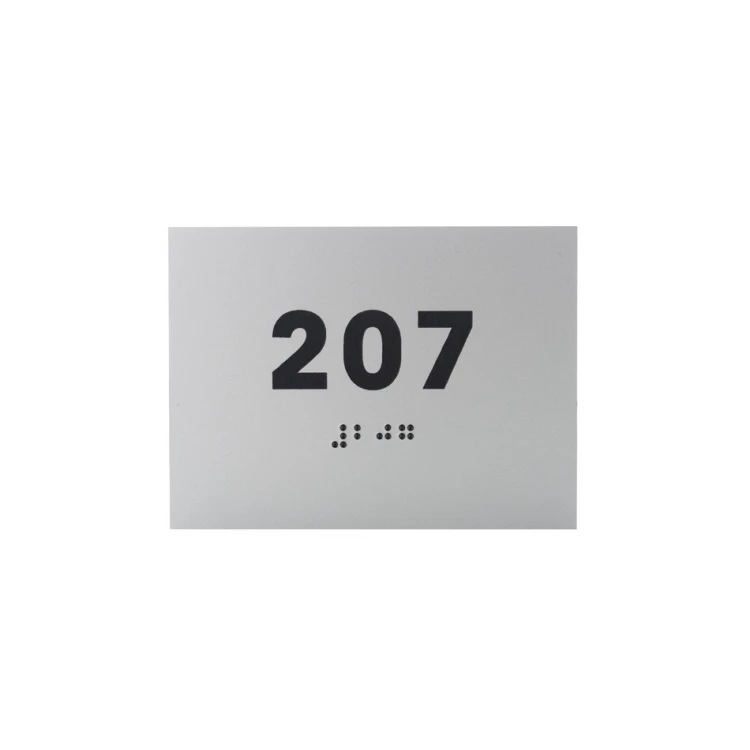 Laminatplatte in Silber mit beliebiger Nummerierung in Braille-Schrift - Größe 100x70mm - TAB277