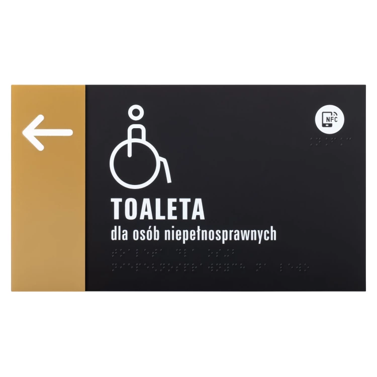 Plakette mit NFC und Blindenschrift - Goldfarbenes Acryl - Abmessung 260x150mm - TAB607