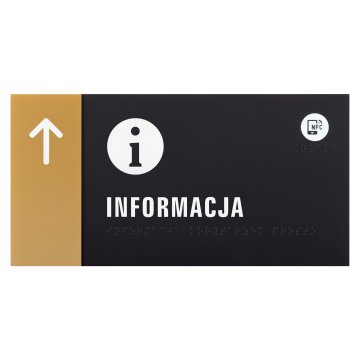 Plakette mit NFC und Blindenschrift - Goldfarbenes Acryl - Abmessung 260x130mm - TAB609