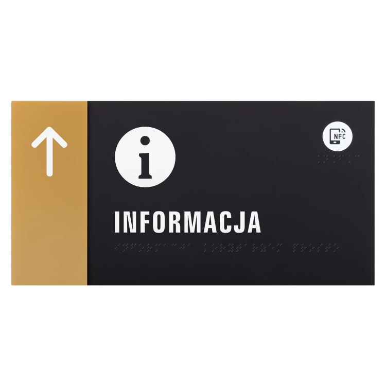 Plakette mit NFC und Blindenschrift - Goldfarbenes Acryl - Abmessung 260x130mm - TAB609