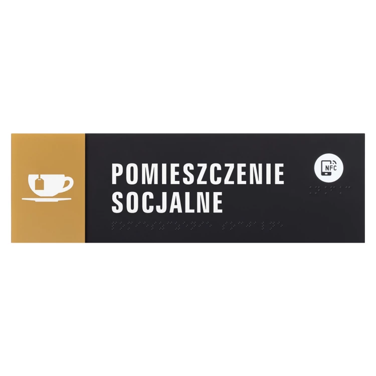 Plakette mit NFC und Blindenschrift - Goldfarbenes Acryl - Abmessung 260x80mm - TAB611