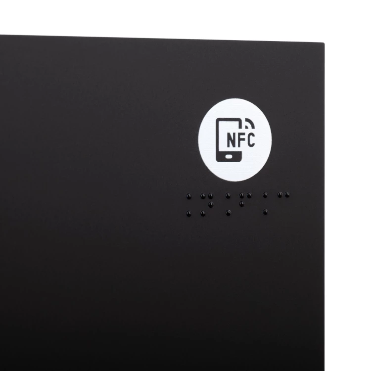 Plakette mit NFC und Blindenschrift - Goldfarbenes Acryl - Abmessung 260x80mm - TAB611