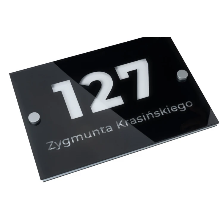 Hausnummer Schild - Plexiglas und weißer Dibond - Abm. 297x210mm (A4) - SPD037