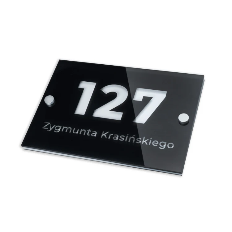 Hausnummer Schild - Plexiglas und weißer Dibond - Abm. 297x210mm (A4) - SPD037
