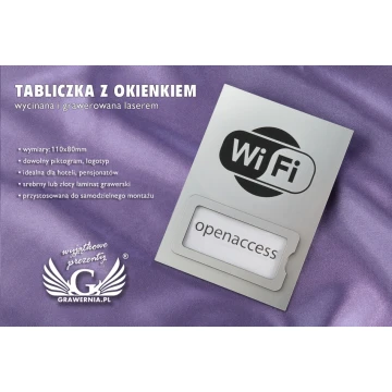Plakette mit Fenster - WiFi - beliebiges Logo, Piktogramm - Größe 110x80mm