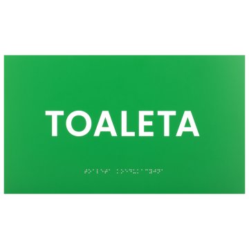 Toilette - Braille-Schild - grünes Gravurlaminat - Größe 350x200mm - TAB597