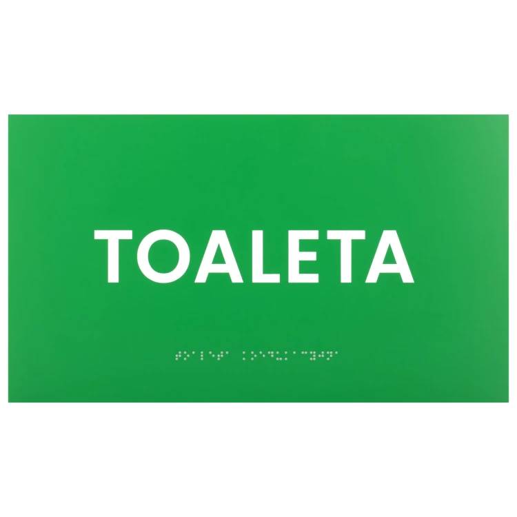 Toilette - Braille-Schild - grünes Gravurlaminat - Größe 350x200mm - TAB597