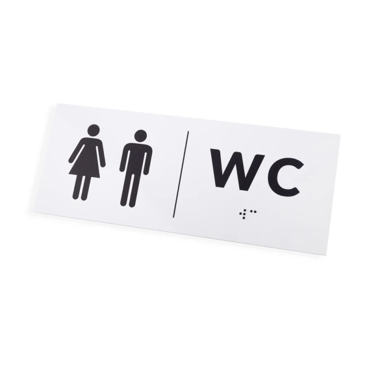 Tafel mit Braille-Schrift - WC - Größe 200x80mm - Hartes PVC - DECO WHITE - TAB458
