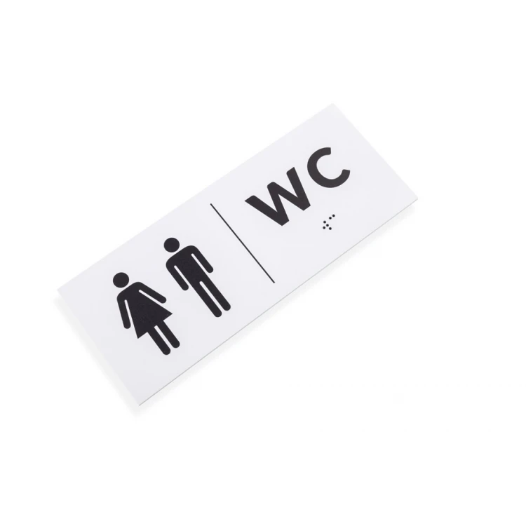 Tafel mit Braille-Schrift - WC - Größe 200x80mm - Hartes PVC - DECO WHITE - TAB458