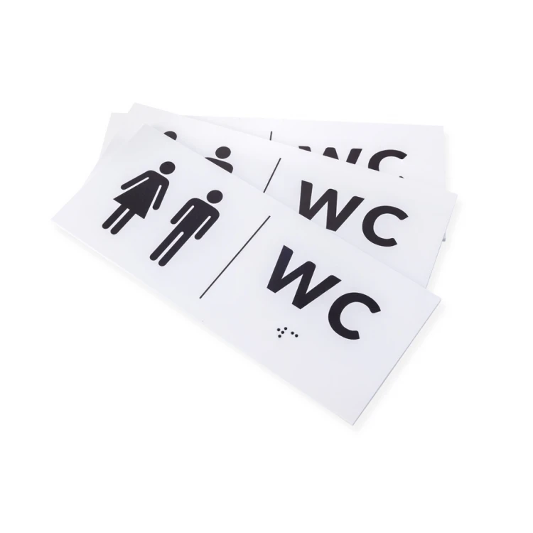 Tafel mit Braille-Schrift - WC - Größe 200x80mm - Hartes PVC - DECO WHITE - TAB458