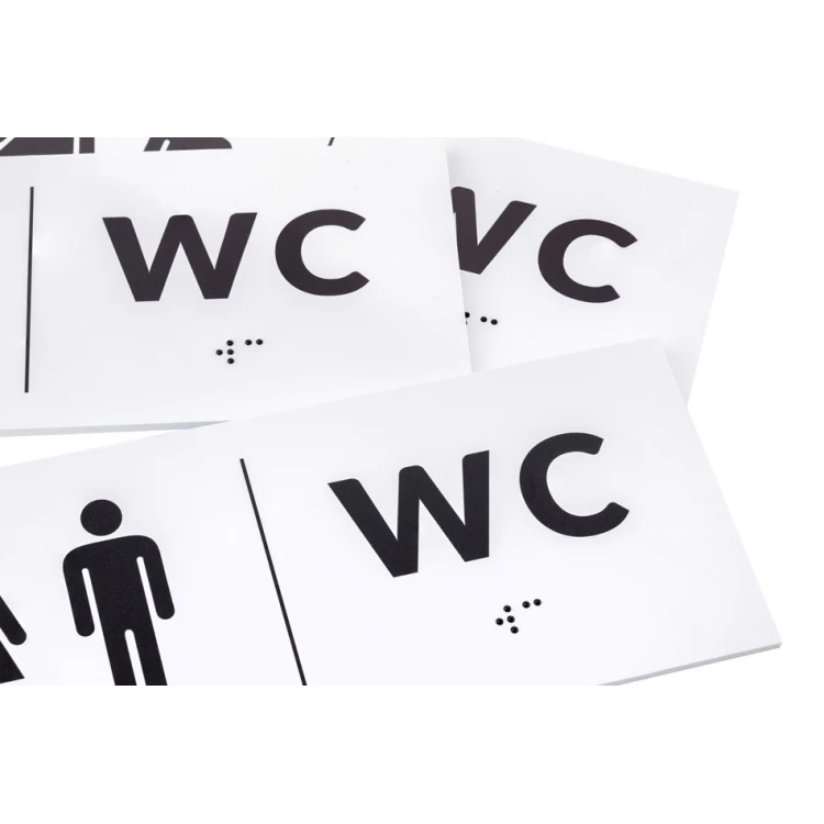 Tafel mit Braille-Schrift - WC - Größe 200x80mm - Hartes PVC - DECO WHITE - TAB458