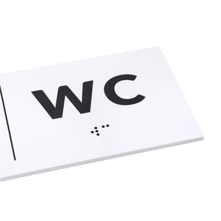 Tafel mit Braille-Schrift - WC - Größe 200x80mm - Hartes PVC - DECO WHITE - TAB458