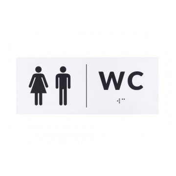 Tafel mit Braille-Schrift - WC - Größe 200x80mm - Hartes PVC - DECO WHITE - TAB458