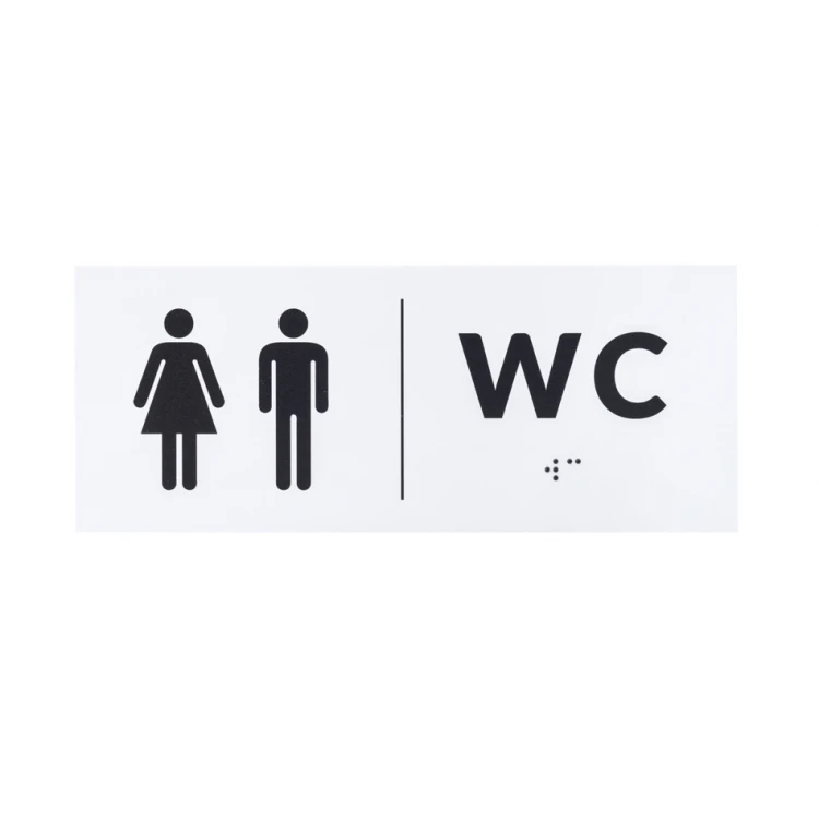 Tafel mit Braille-Schrift - WC - Größe 200x80mm - Hartes PVC - DECO WHITE - TAB458