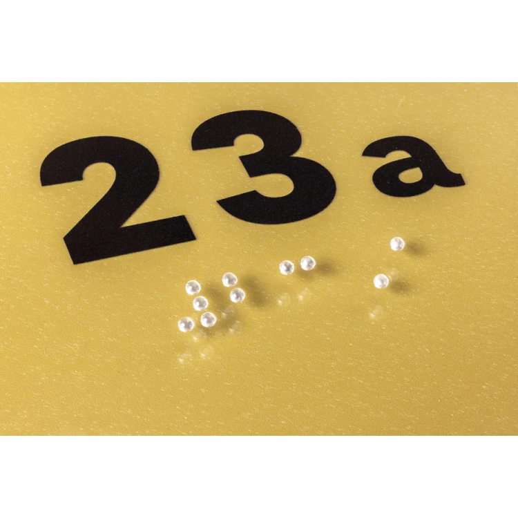 Plexiglasplatte mit beliebiger Nummerierung und Braille-Schrift - Abmessungen 100x75mm - TAB272