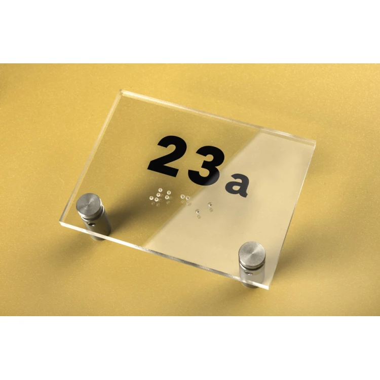 Plexiglasplatte mit beliebiger Nummerierung und Braille-Schrift - Abmessungen 100x75mm - TAB272