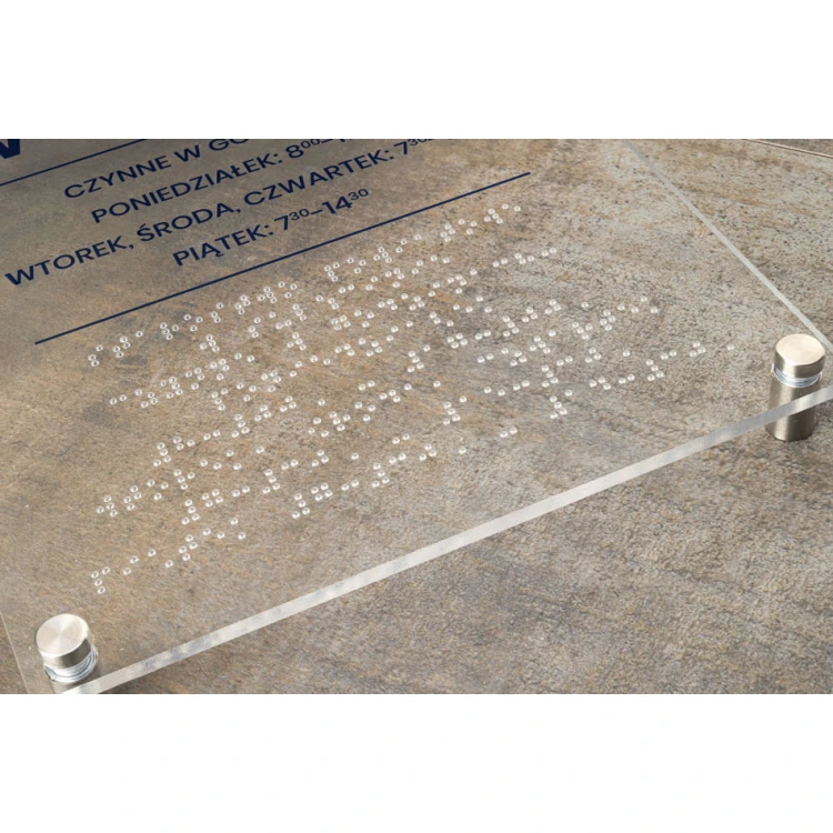 Plexiglasplatte mit beliebigem Text und Braille-Schrift - Größe 210x297mm (A4) - TAB430