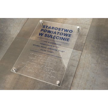 Plexiglasplatte mit beliebigem Text und Braille-Schrift - Größe 210x297mm (A4) - TAB430