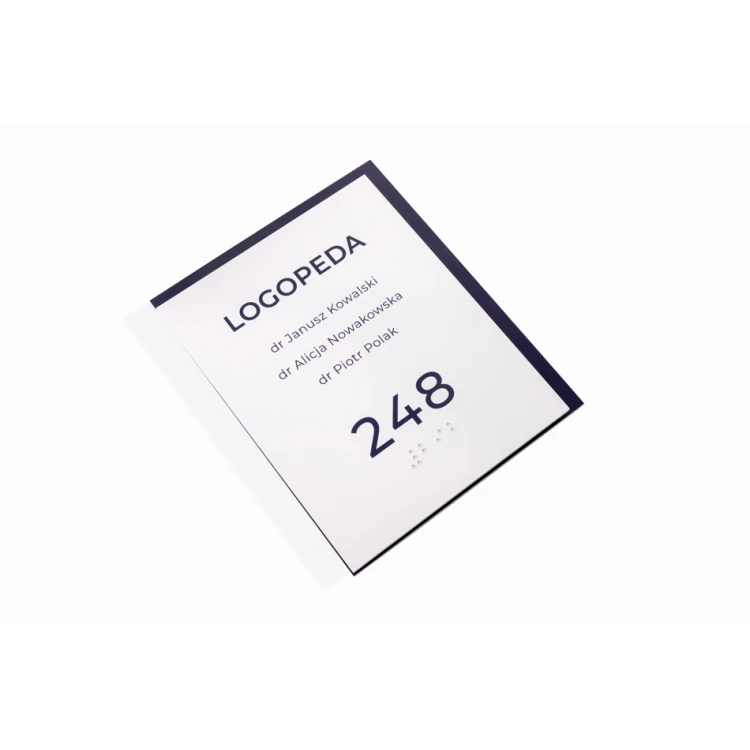 Plakette mit Raumbezeichnung, Nummerierung und Braille-Schrift - Größe 110x137mm - Hart-PVC - MAREN - TAB304